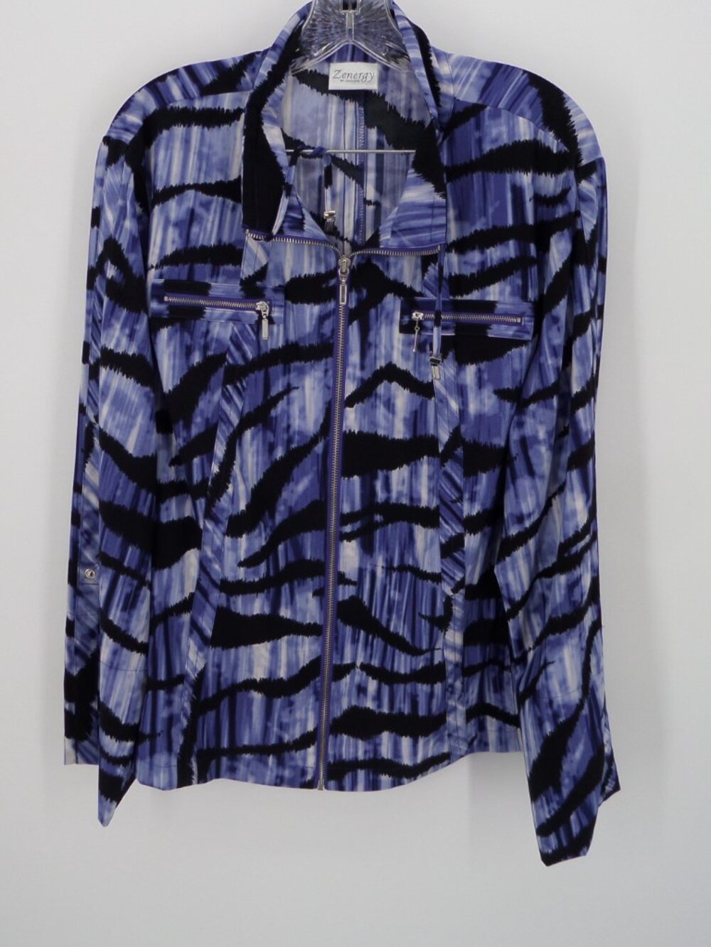 Chico's Zenergy Woman's Fall Multi Color Long Sleeve Jacket  Size 3 US 16